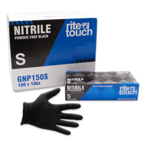 PF Nitrile Gloves- Small (Black)